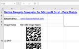 Excel Data Matrix 2D Barcode Generator screenshot